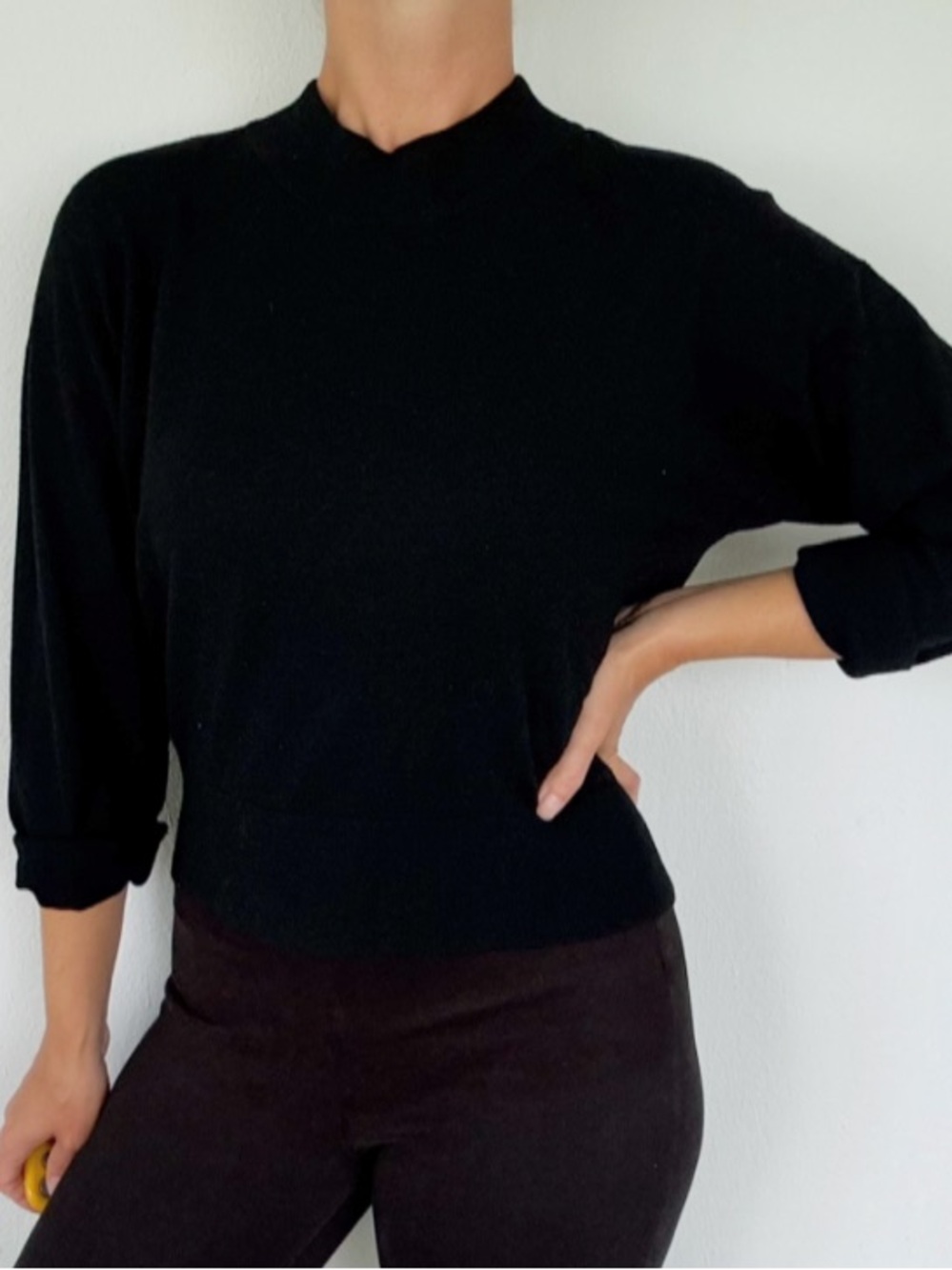 A New Day black mock neck 3/4 crop sleeve sweater size large